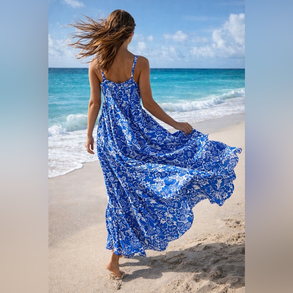 Sonoma Blue and White Floral Kids Dress